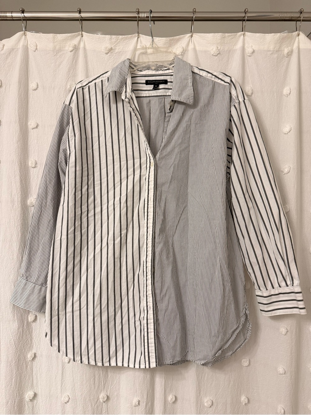 Banana Republic Black and White Mixed-Stripe Button-Down Shirt